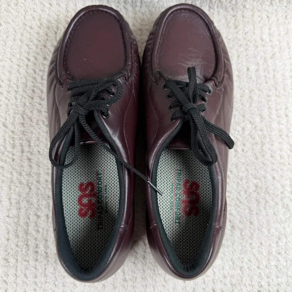 SAS Siesta Shoes Women 9W Brown Leather Lace Up Moc Toe Comfort Walking USA Made